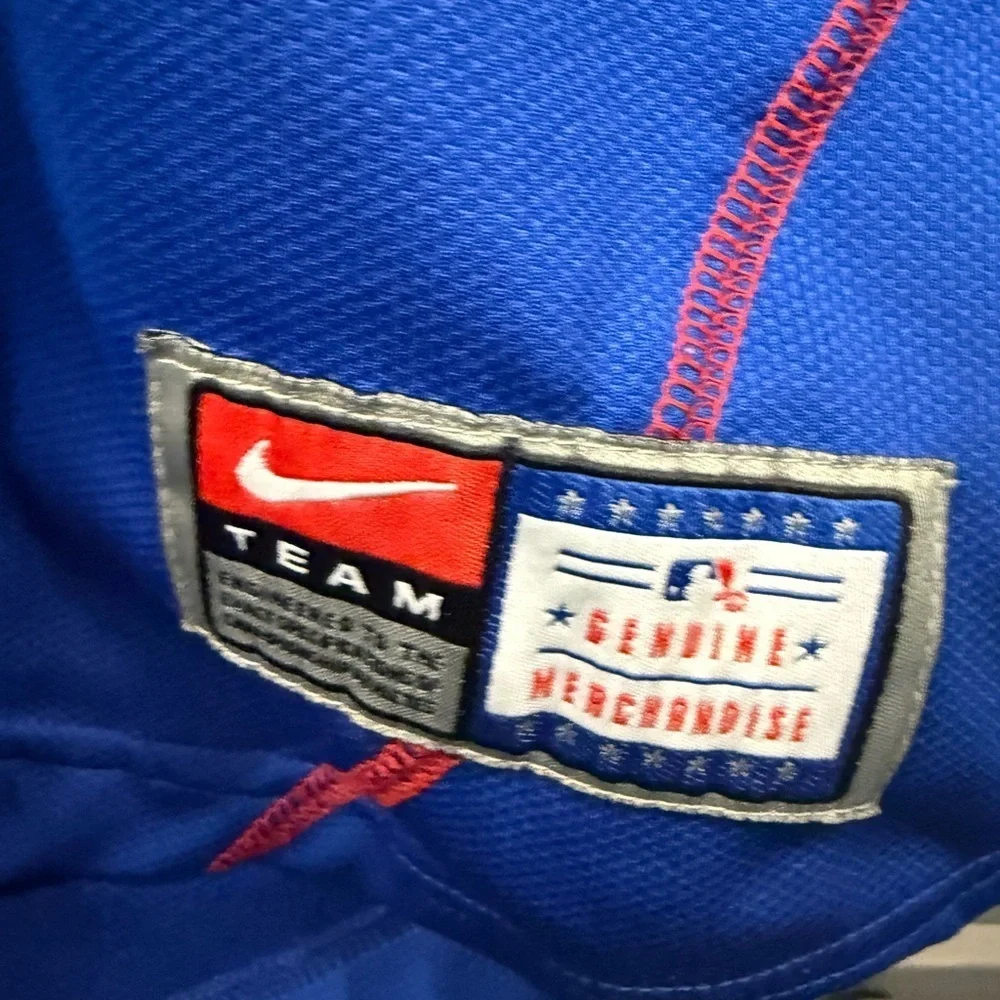 Nike Fit Dry Royal Blue & Red Cubs Sports Jersey Button Down Men’s Size Large